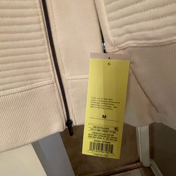 NWT, cream ribbed sweatshirt with zipper side detail - Picture 2 of 2